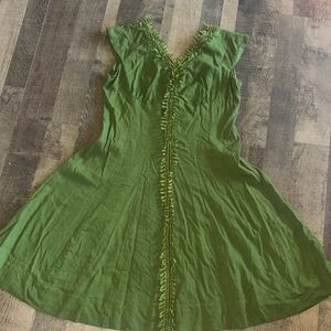 "Stunning Authentic Vintage Handmade Green A-Line Dress - Size 12-14"